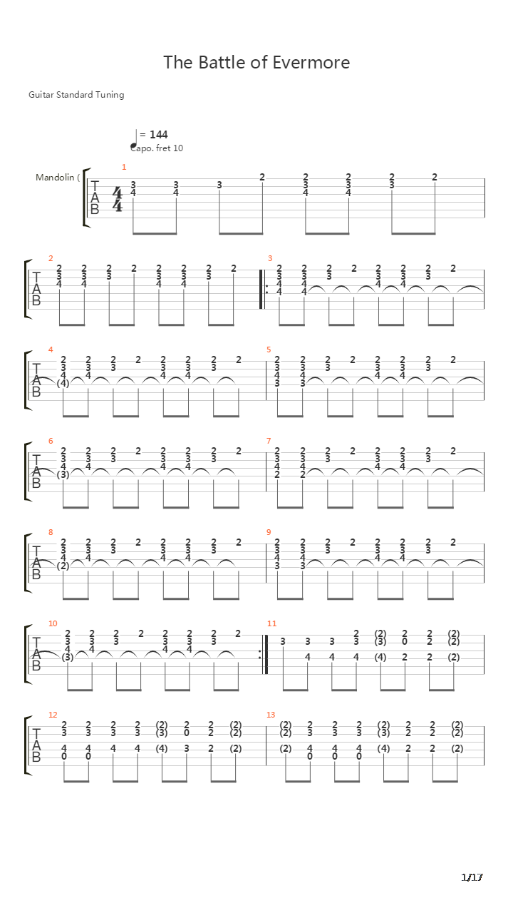 The Battle Of Evermore吉他谱