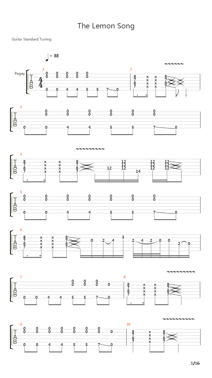The Lemon Song吉他谱
