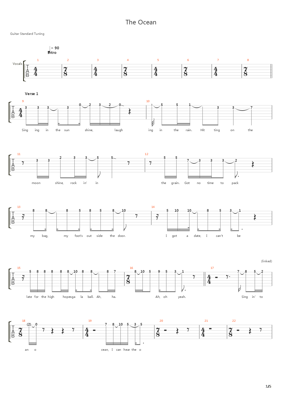 The Ocean吉他谱