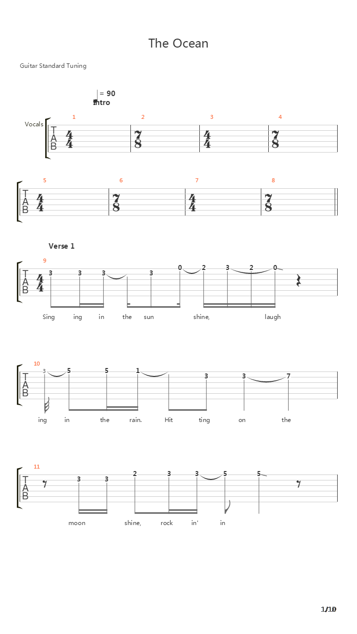 The Ocean吉他谱