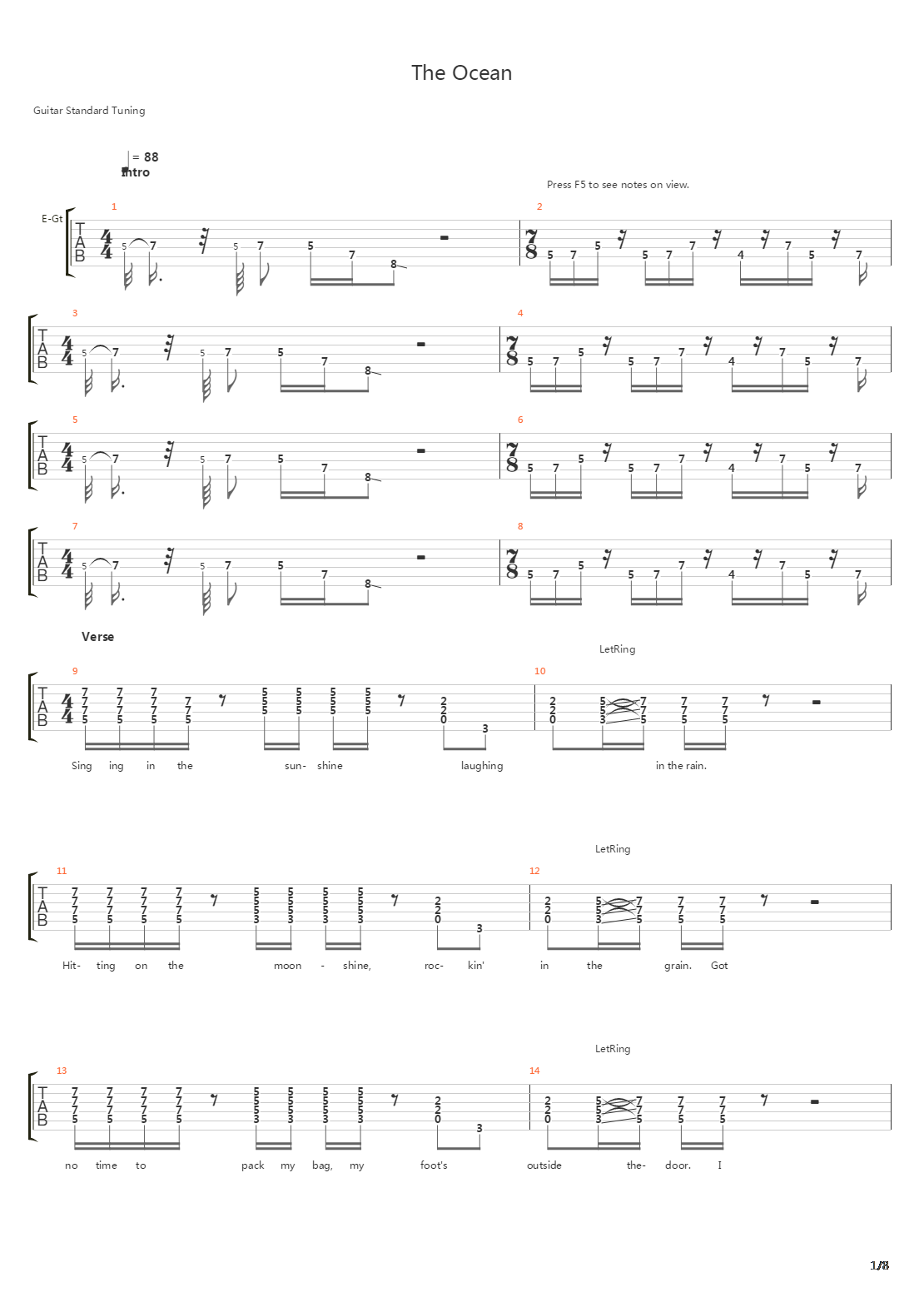 The Ocean吉他谱