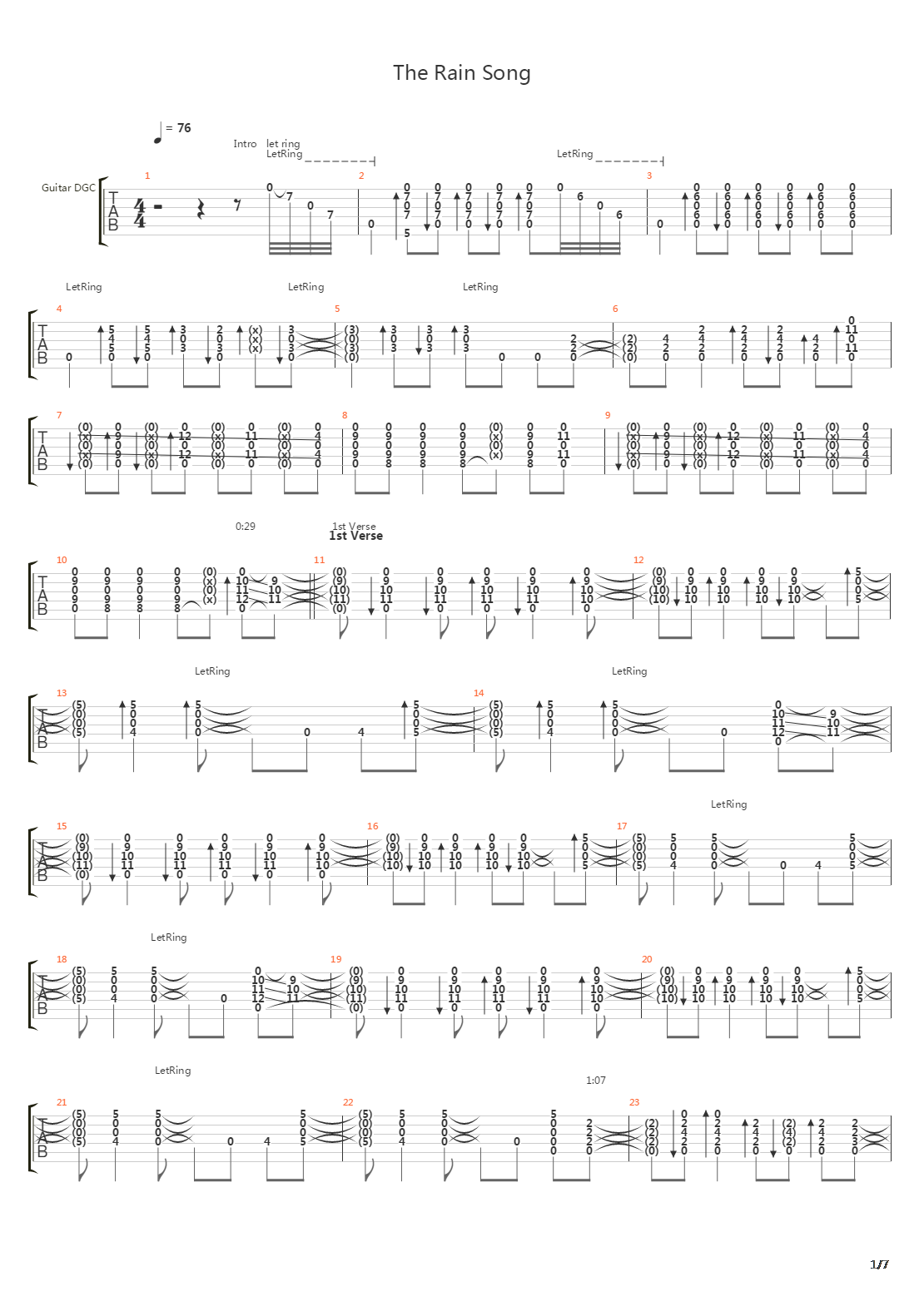 The Rain Song吉他谱
