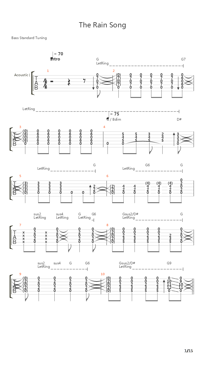 The Rain Song吉他谱