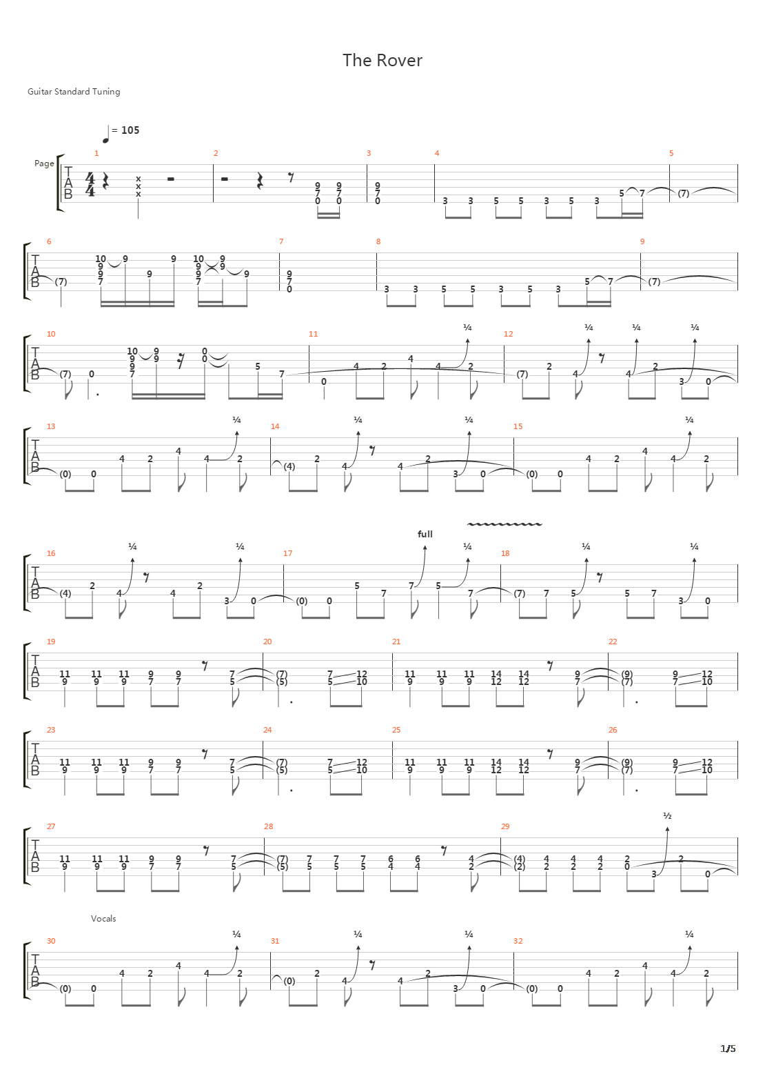 The Rover吉他谱