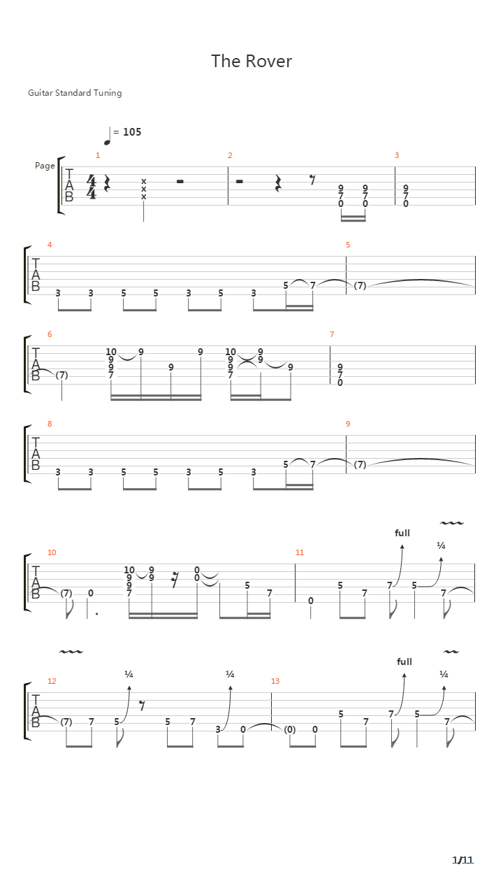 The Rover吉他谱
