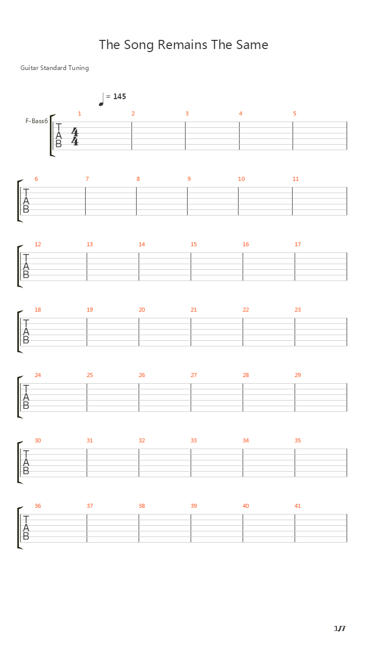 The Song Remains The Same吉他谱