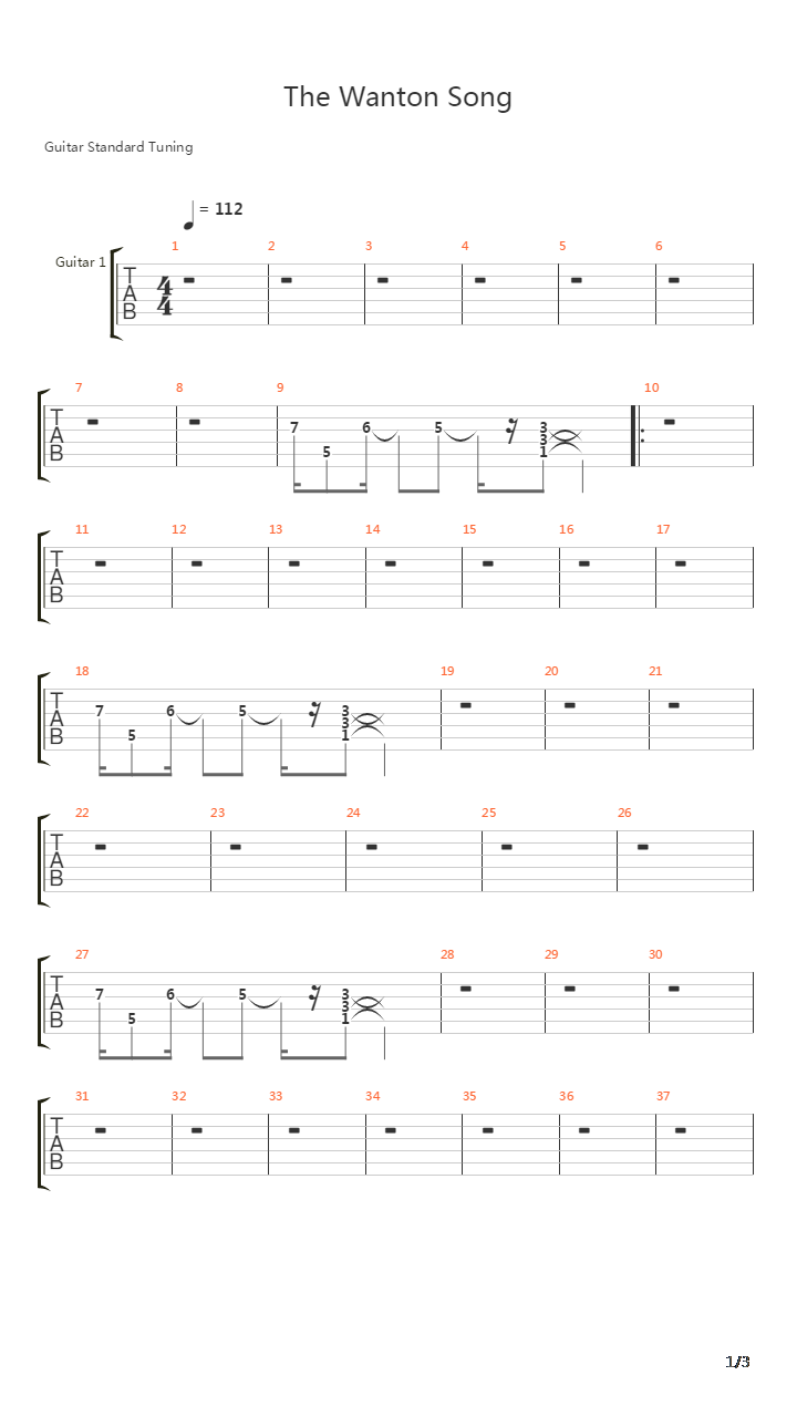 The Wanton Song吉他谱