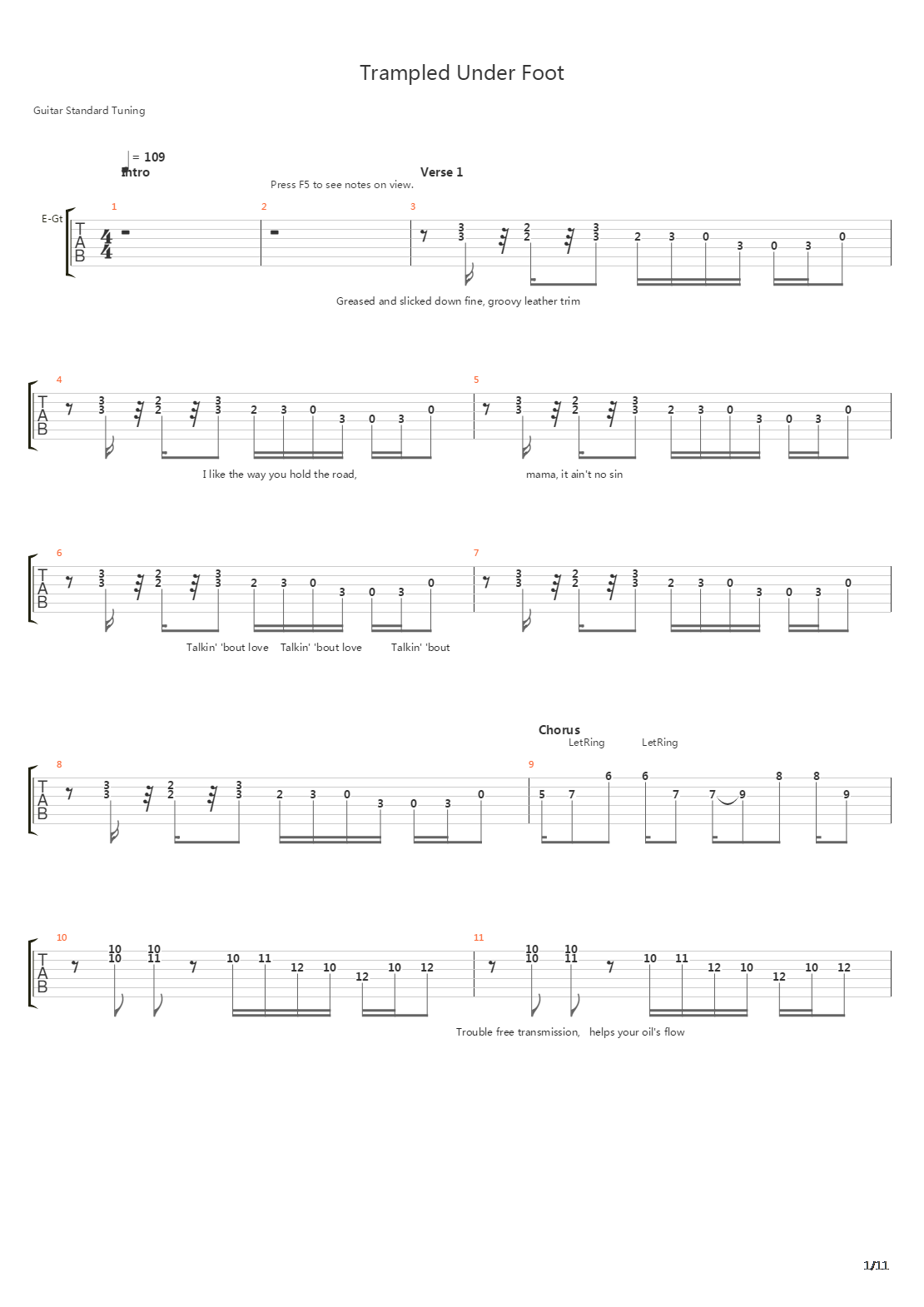 Trampled Underfoot吉他谱