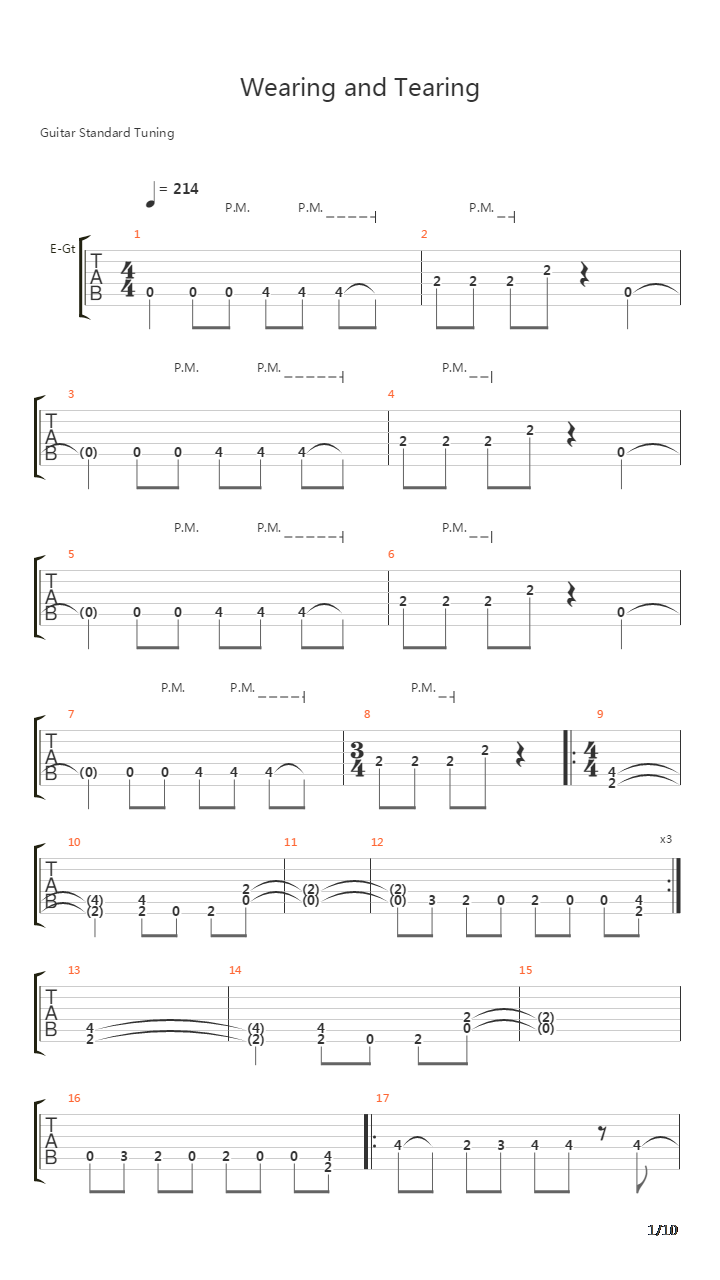 Wearing And Tearing吉他谱