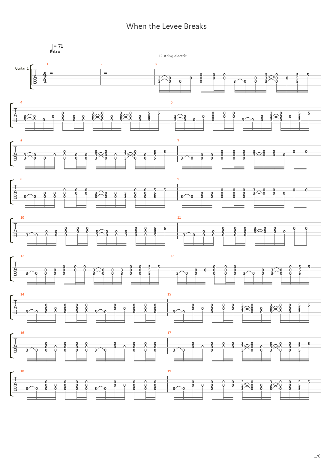 When The Levee Breaks吉他谱