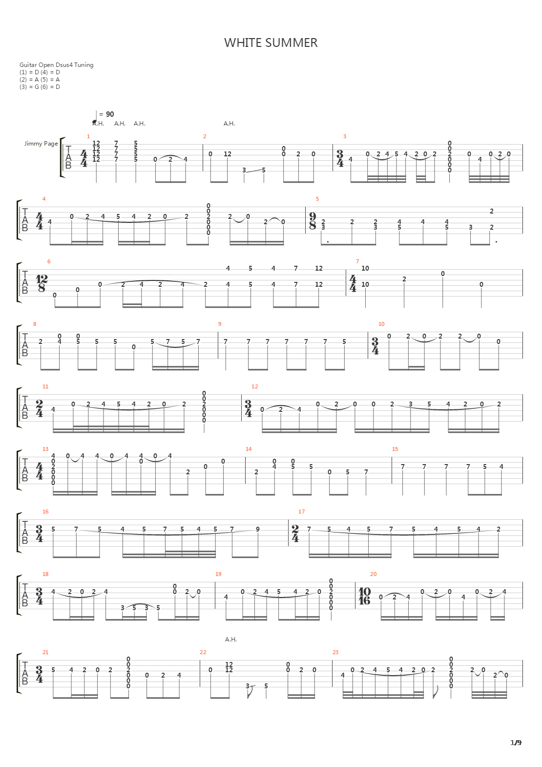 White Summer吉他谱
