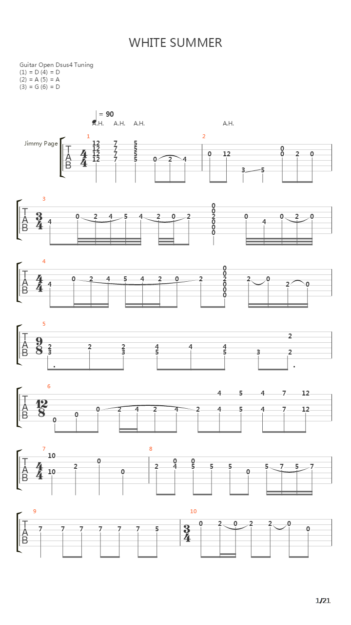 White Summer吉他谱
