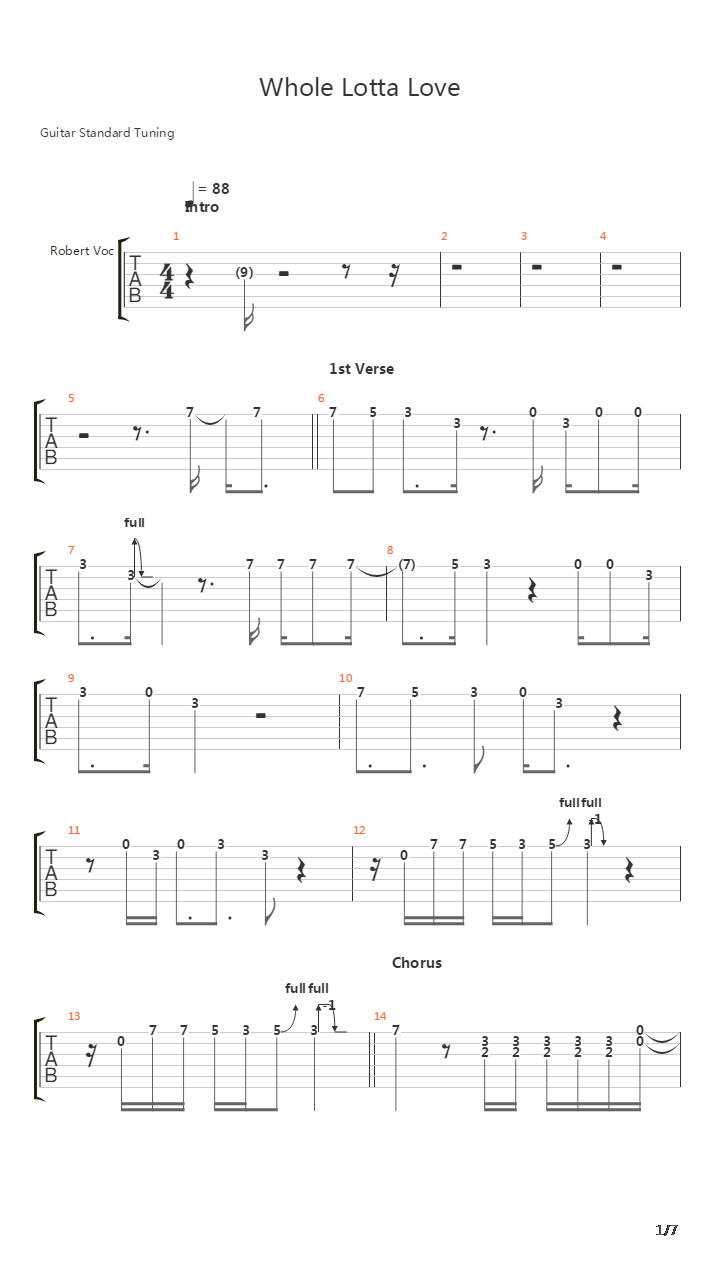 Whole Lotta Love吉他谱