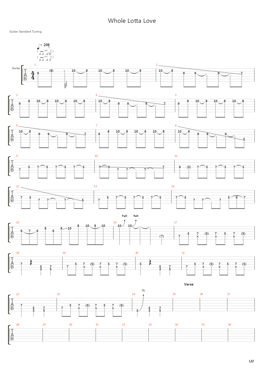 Whole Lotta Love Tsrts吉他谱