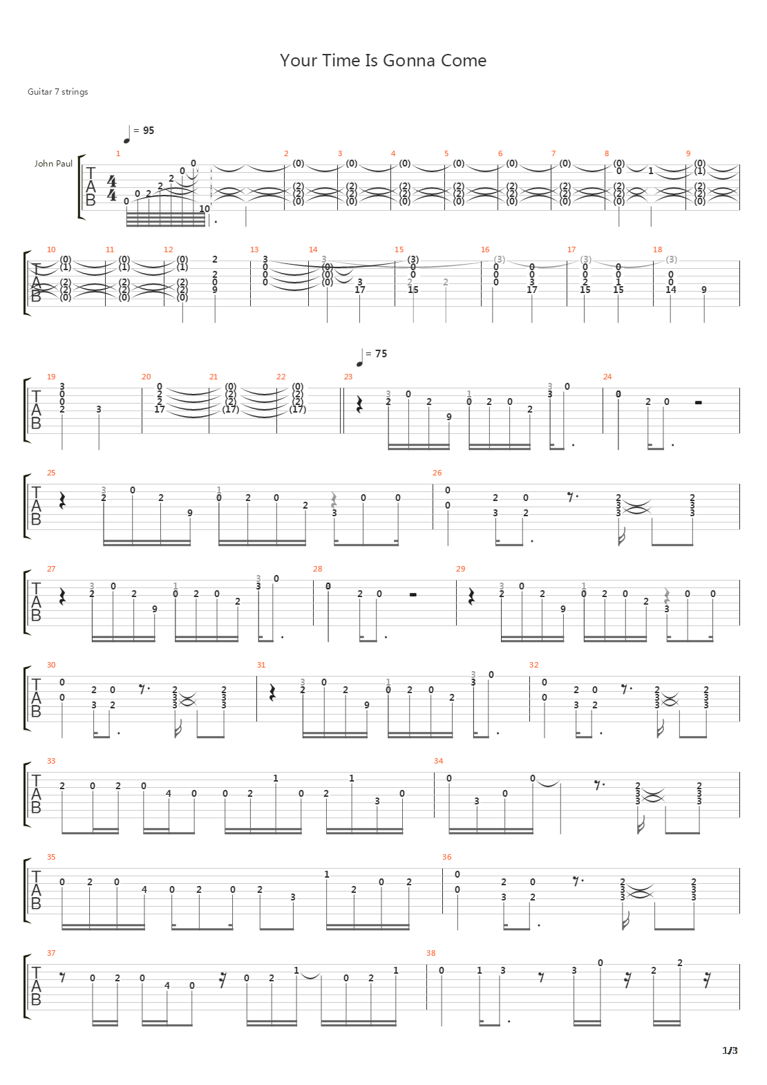 Your Time Is Gonna Come吉他谱