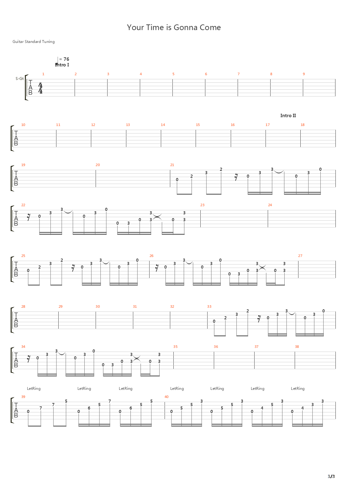 Your Time Is Gonna Come吉他谱