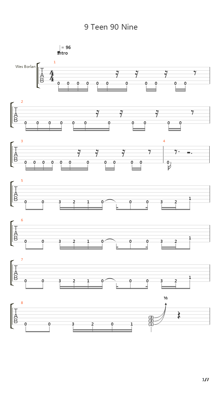 9 Teen 90 Nine吉他谱
