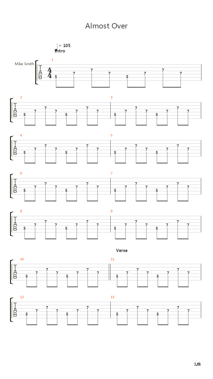 Almost Over吉他谱