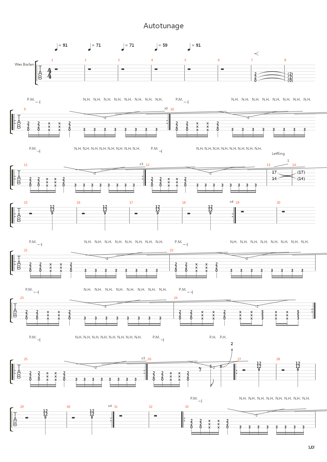 Autotunage吉他谱