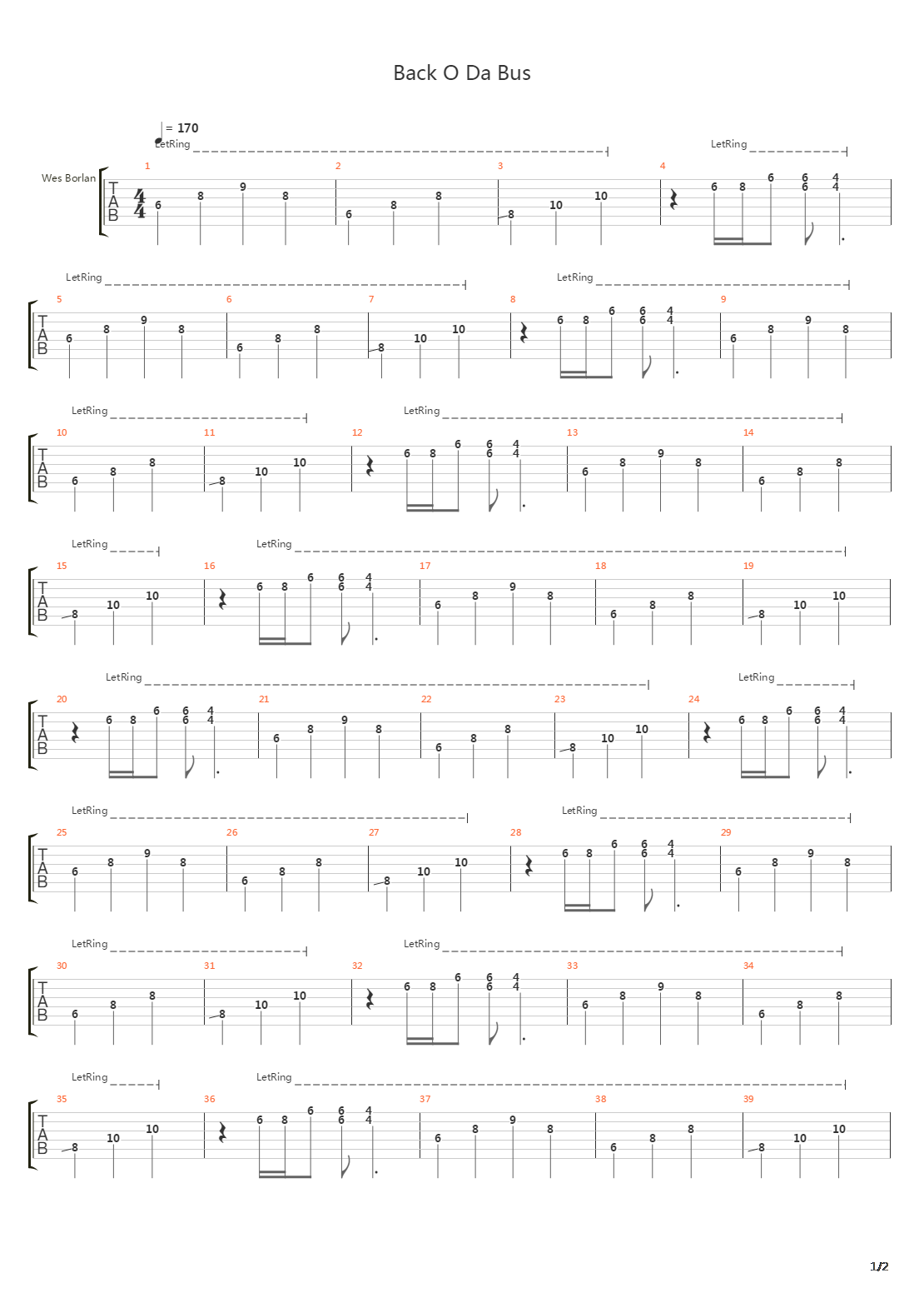 Back O Da Bus吉他谱