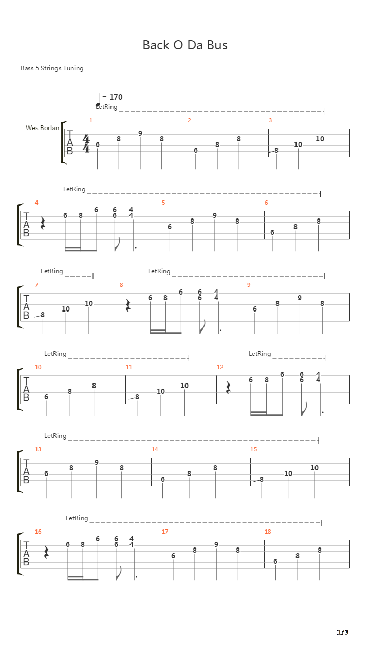 Back O Da Bus吉他谱