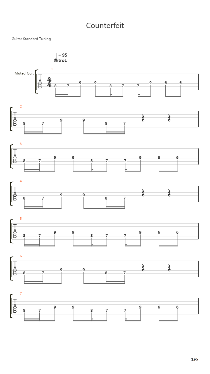 Counterfeit吉他谱