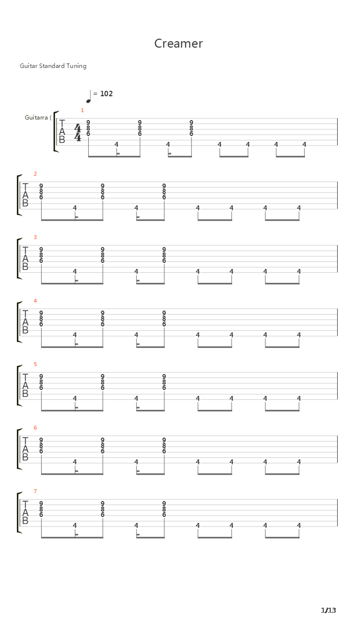 Creamer吉他谱