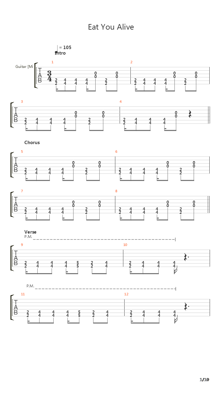 Eat You Alive吉他谱