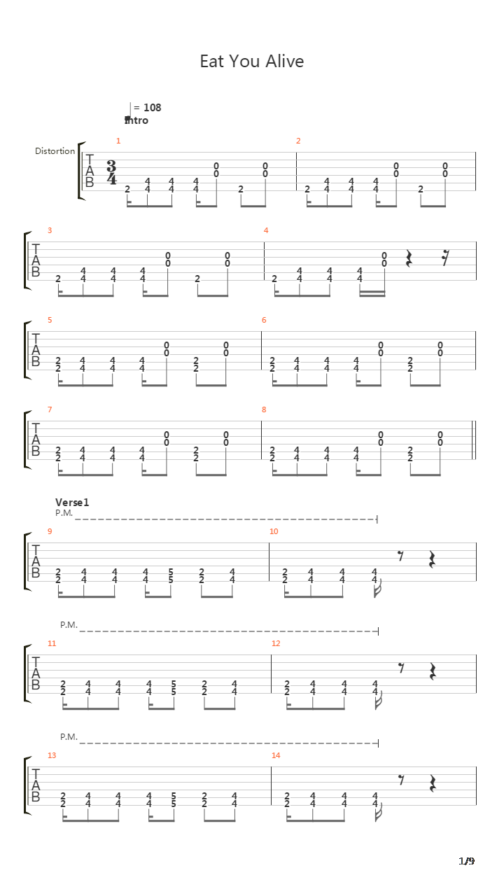 Eat You Alive吉他谱