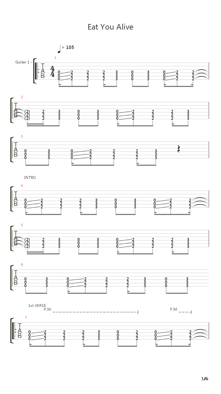 Eat You Alive吉他谱