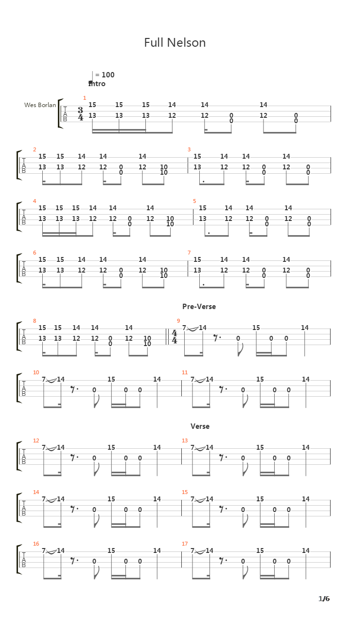Full Nelson吉他谱