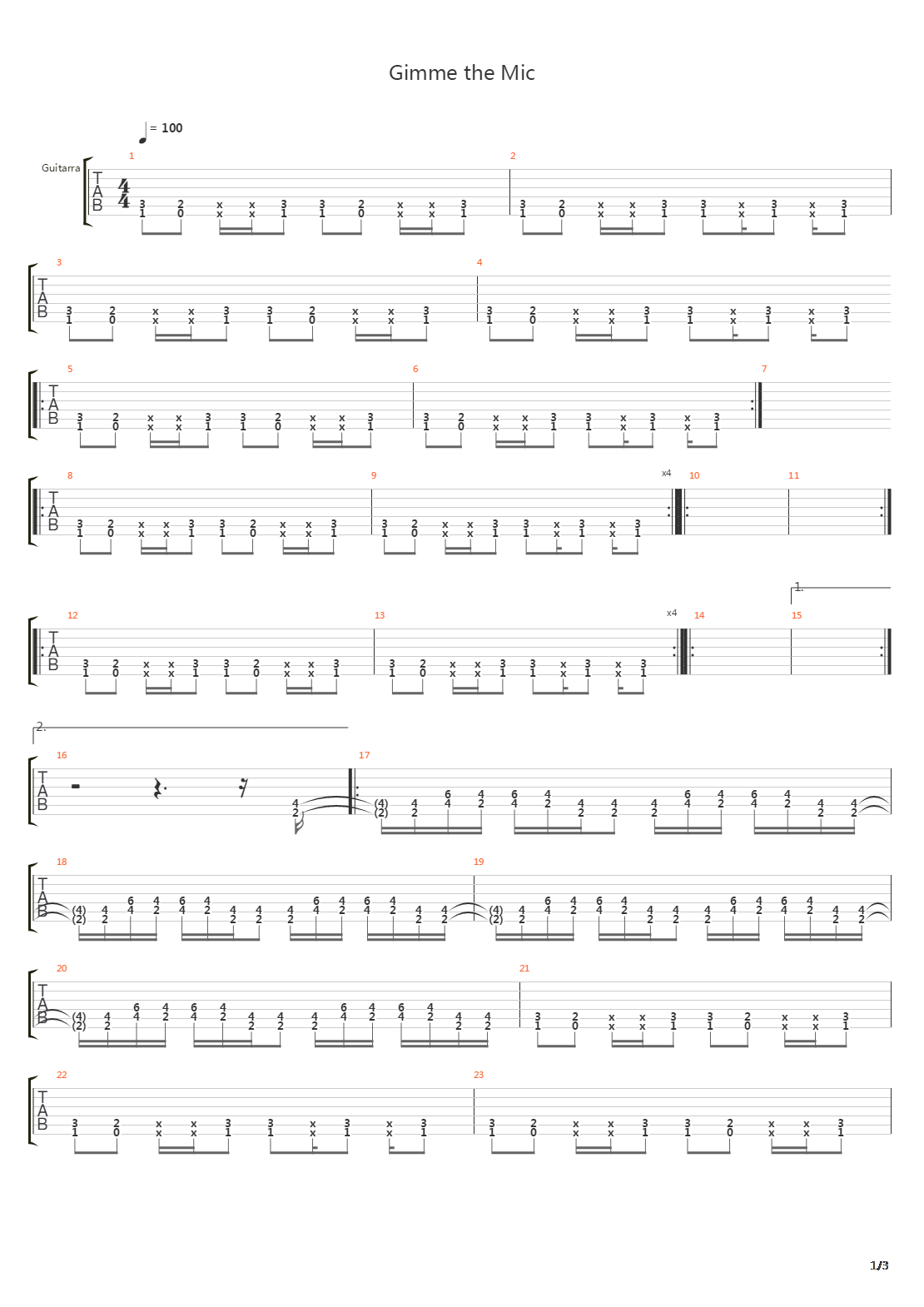 Gimme The Mic吉他谱