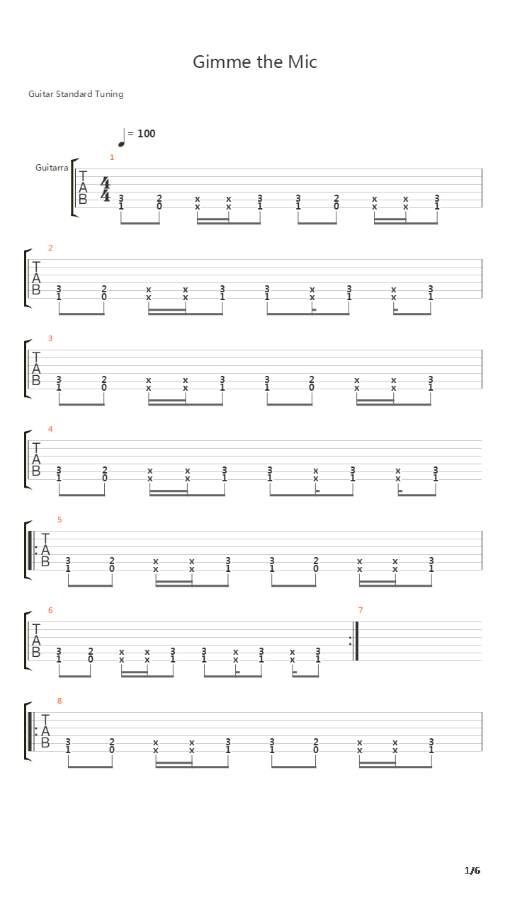 Gimme The Mic吉他谱