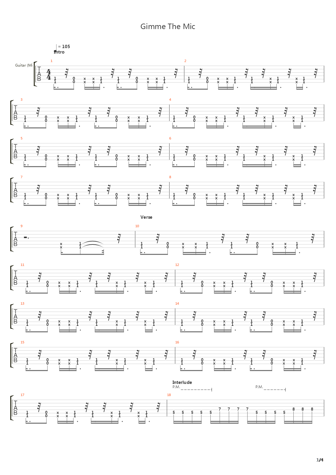 Gimme The Mic吉他谱