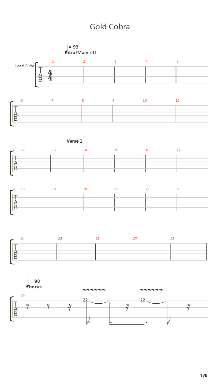 Gold Cobra吉他谱