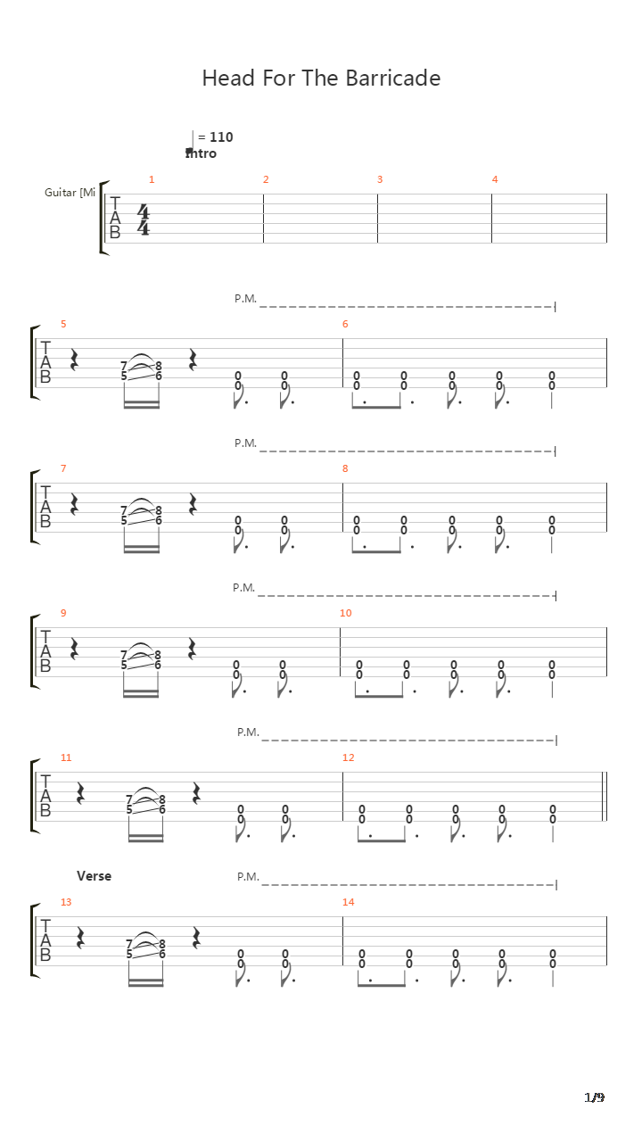 Head For The Barricade吉他谱