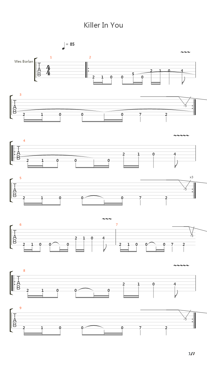 Killer In You吉他谱