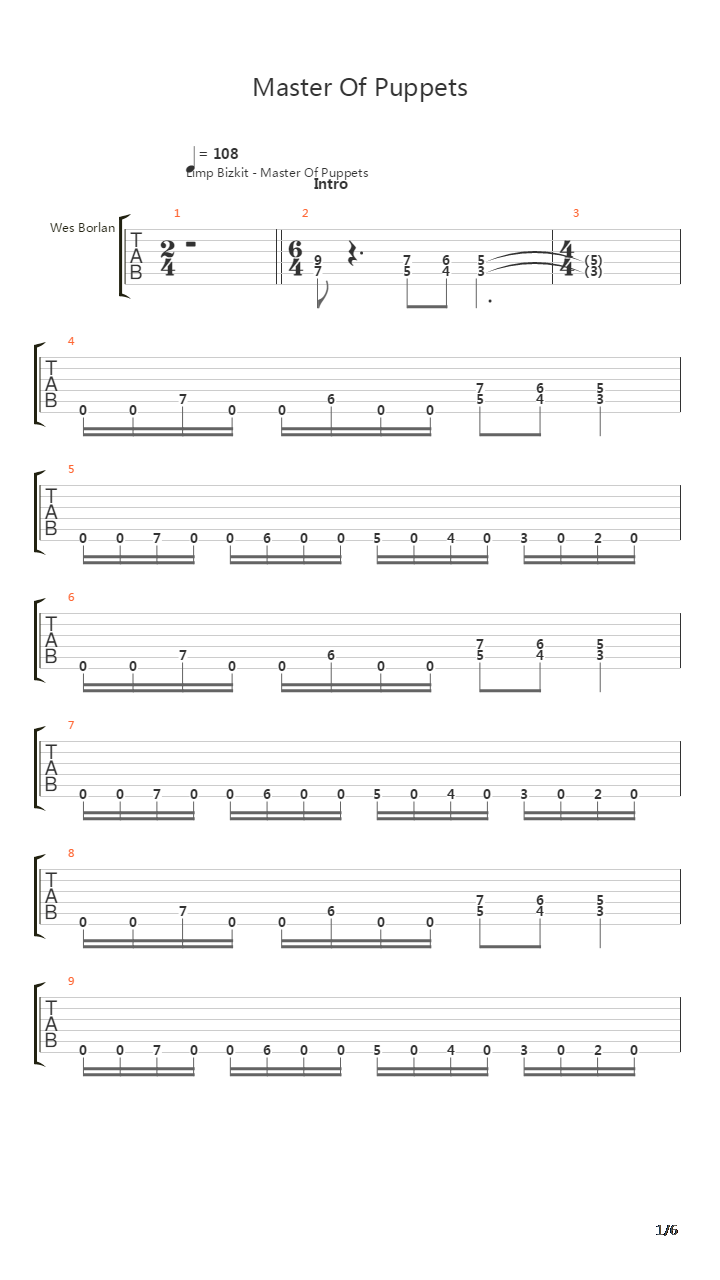 Master Of Puppets吉他谱