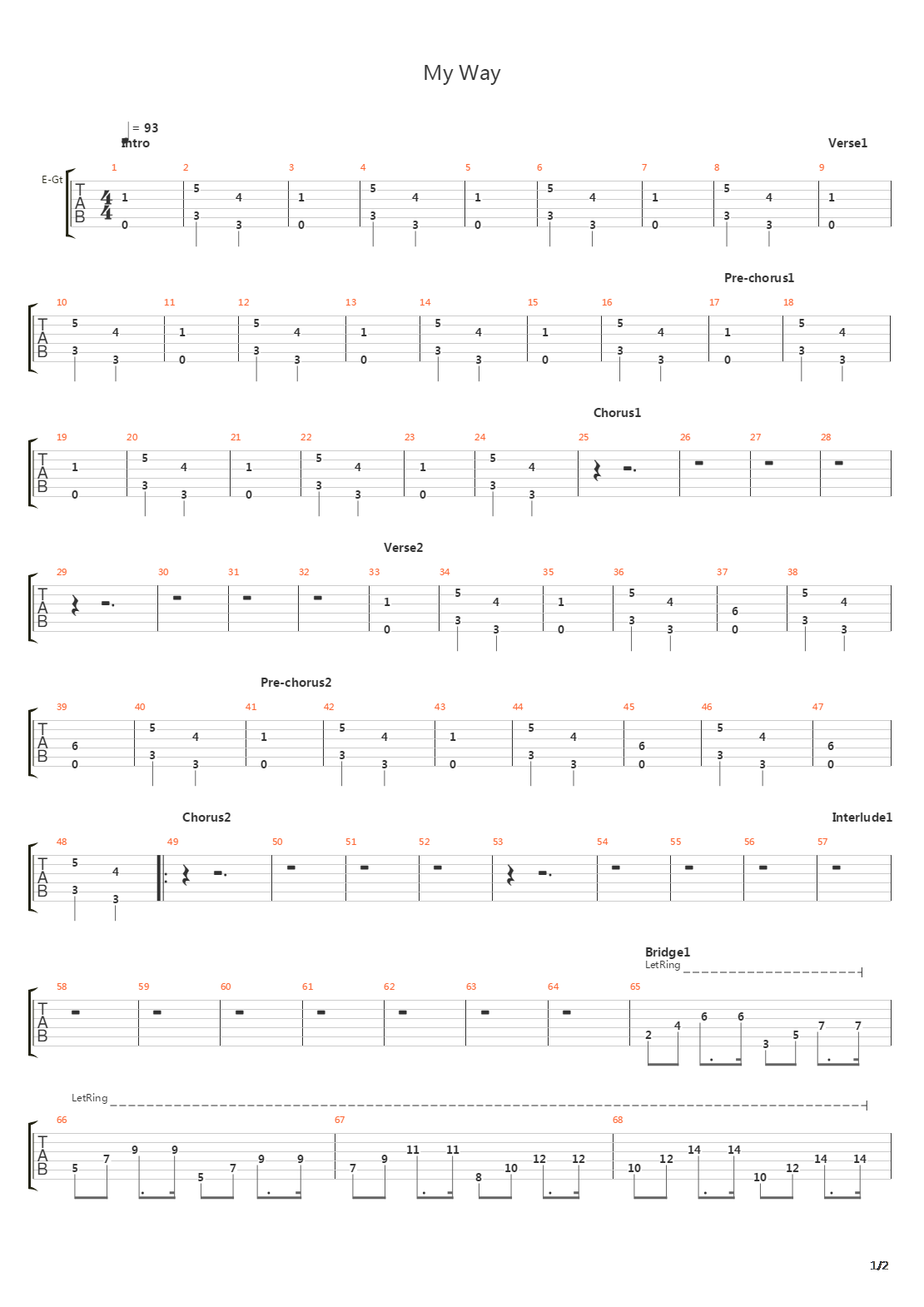 My Way吉他谱