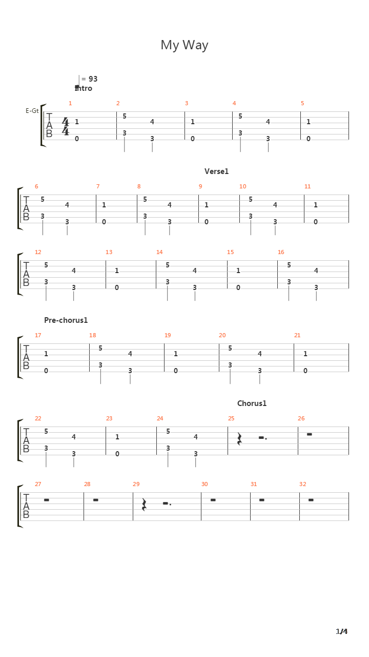 My Way吉他谱