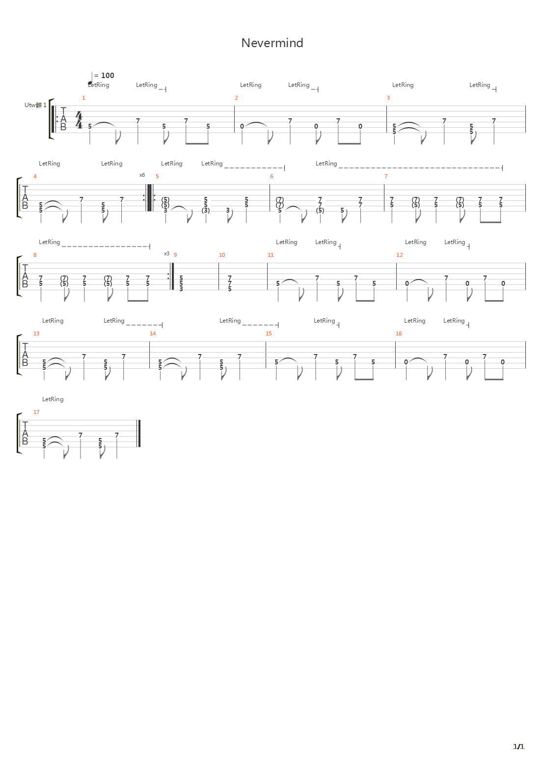 Nevermind吉他谱