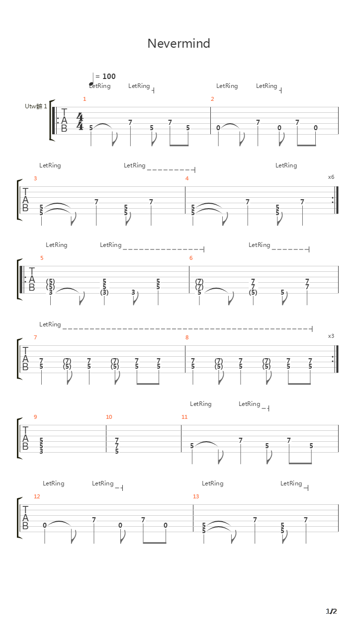 Nevermind吉他谱