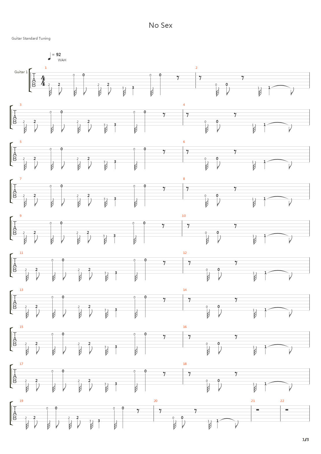 No Sex吉他谱