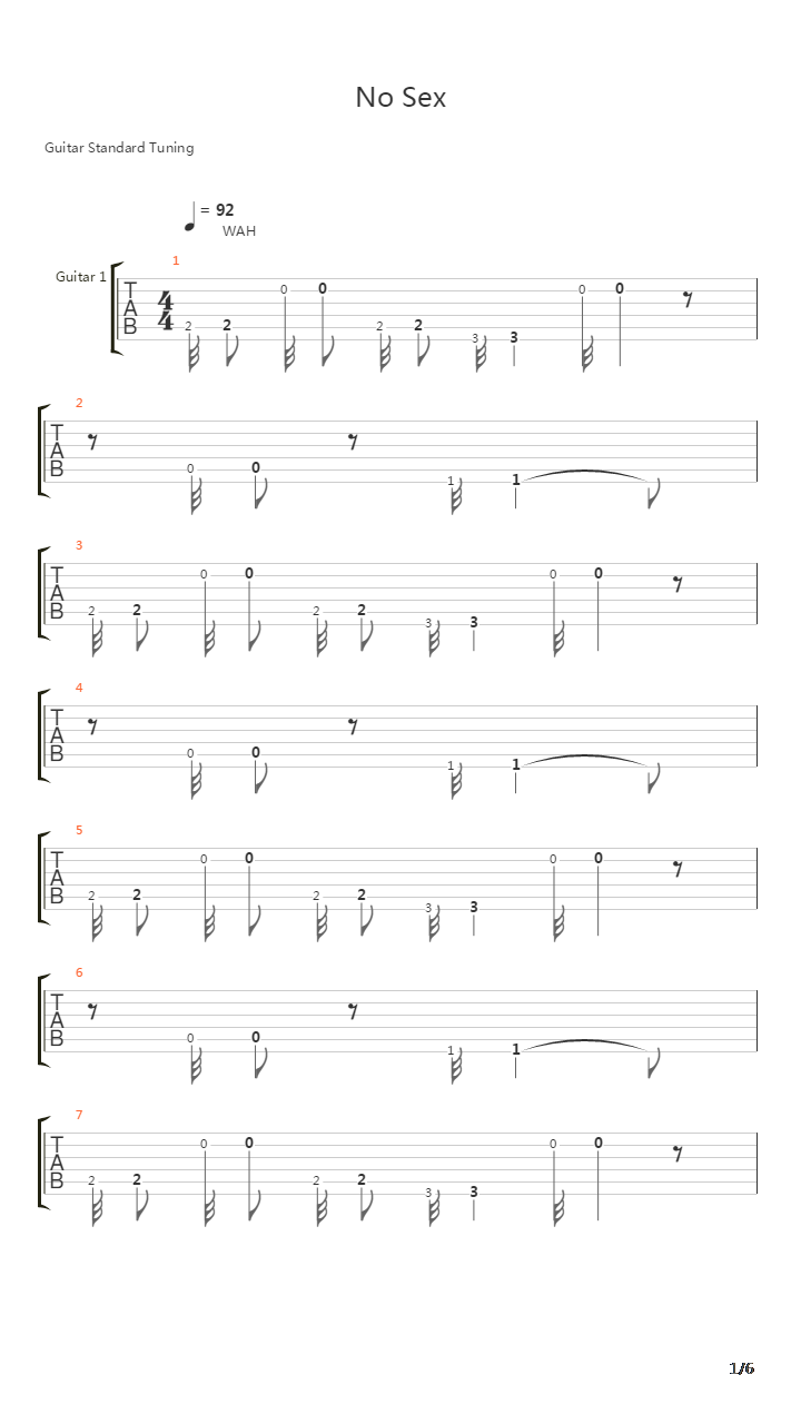 No Sex吉他谱