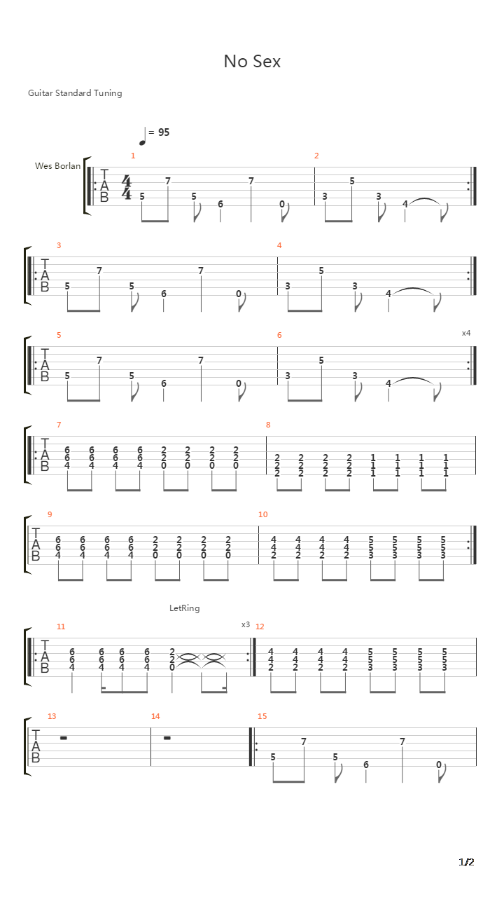 No Sex吉他谱