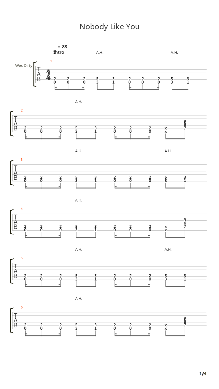 Nobody Like You吉他谱