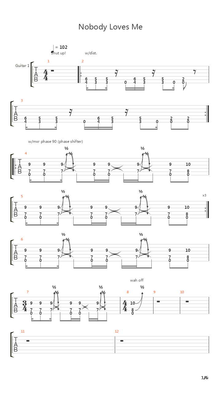 Nobody Loves Me吉他谱