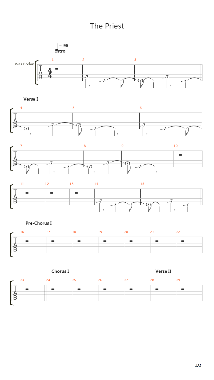 Priest吉他谱