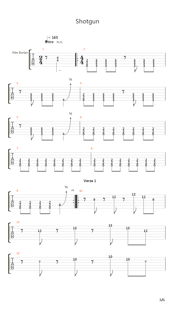 Shotgun吉他谱