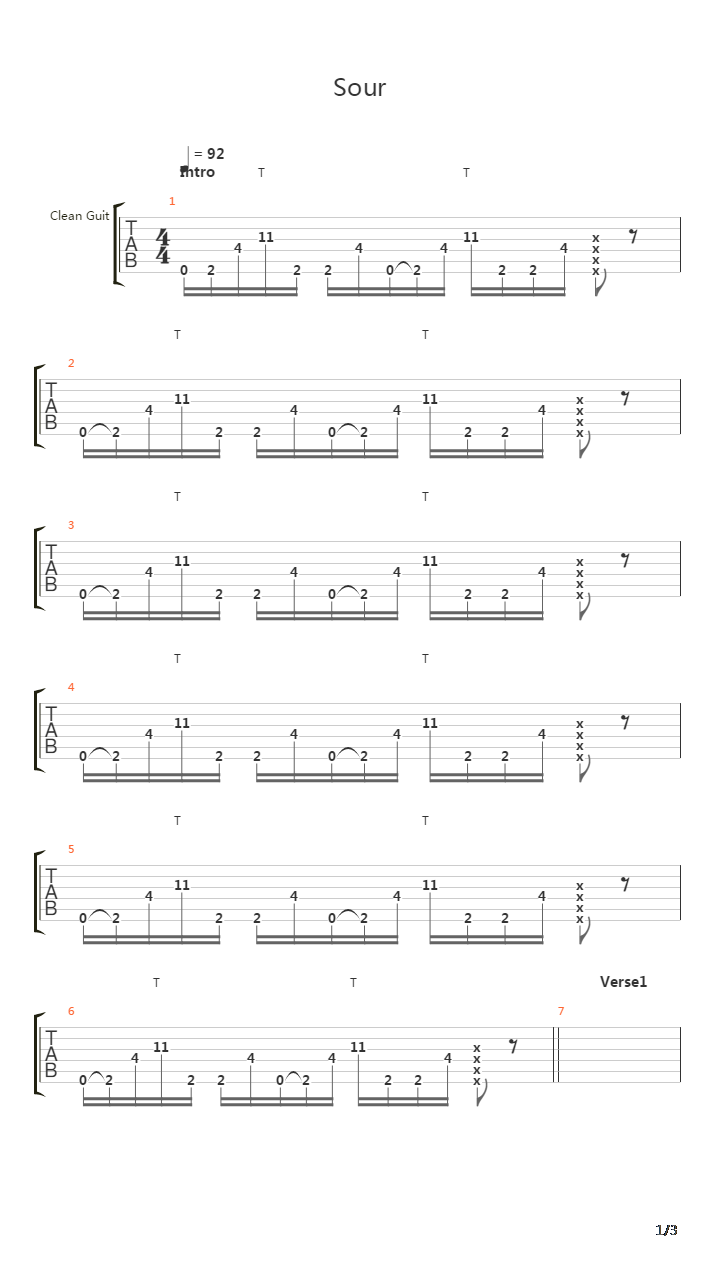 Sour吉他谱